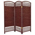4 ft. Tall Fiber Weave Room Divider - 4 Panel - Dark Red S6684