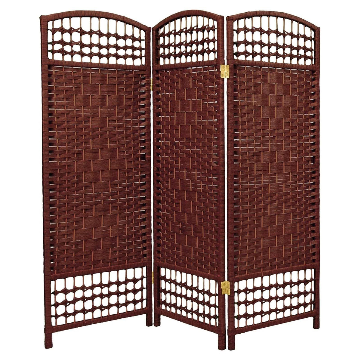 4 ft. Tall Fiber Weave Room Divider - 4 Panel - Dark Red S6684