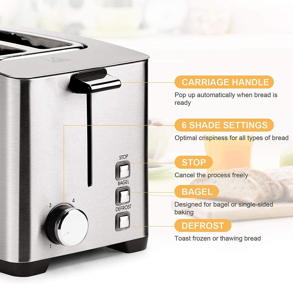 4 Slice Stainless Steel Toaster with Extra Wide Slots Y453074