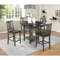5pc Table Chairs Set Slate Gray Wood Stain Finish A499