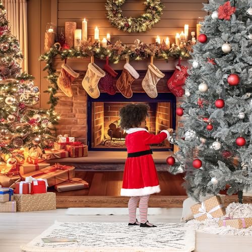 Christmas Fireplace Backdrop Polyester Background Decoration 10 x 8 ft J891