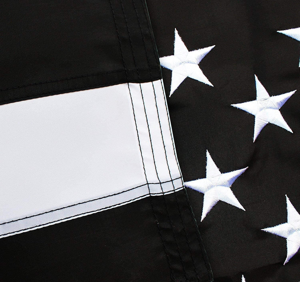 Thin Blue Line Flag 3x5 ft with Embroidered Stars and 2 Brass Grommets I49056