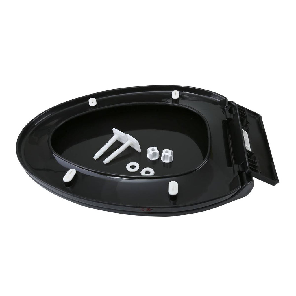 2 No Slam Easy Close Black Plastic Elongated Toilet Seat U8360