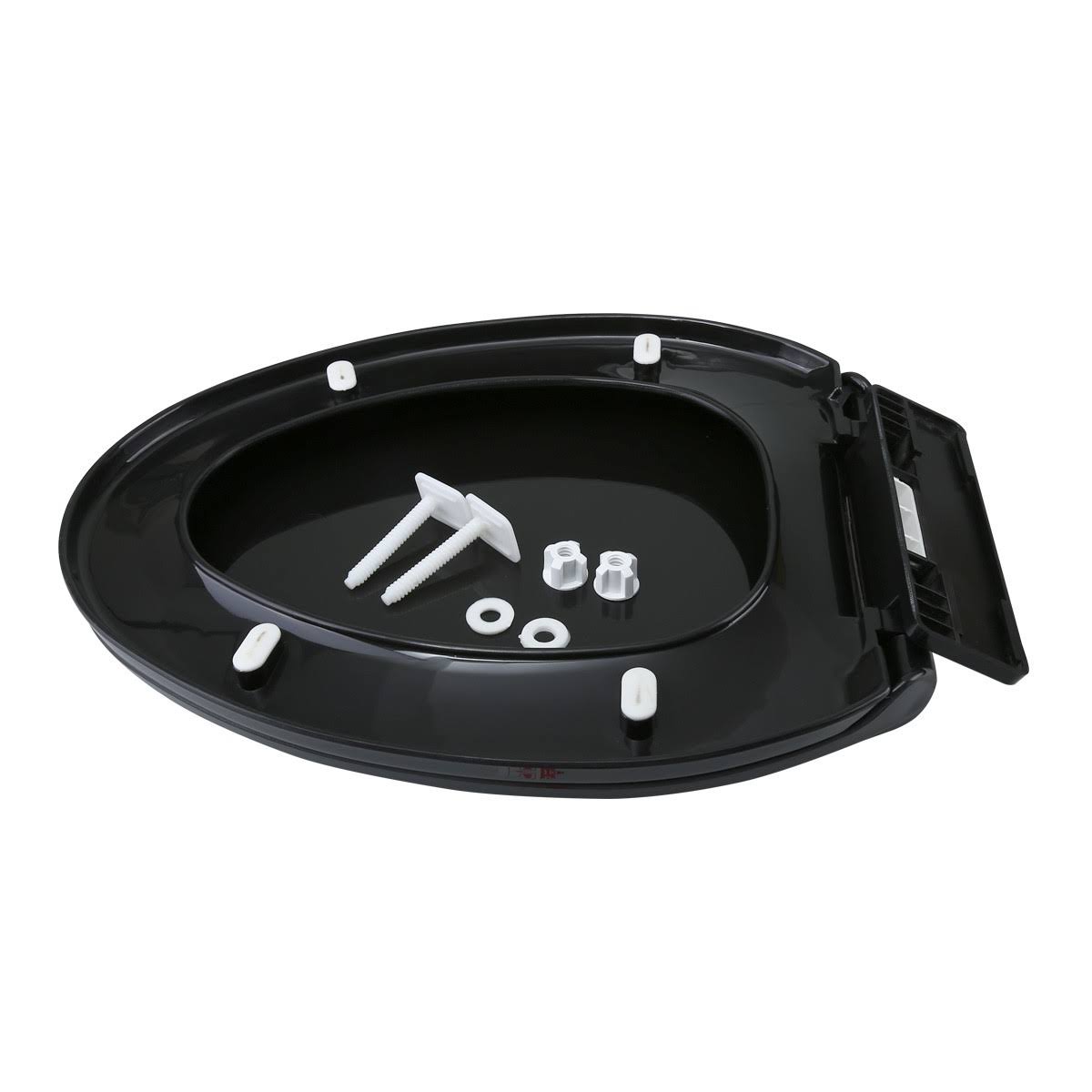 2 No Slam Easy Close Black Plastic Elongated Toilet Seat U8360