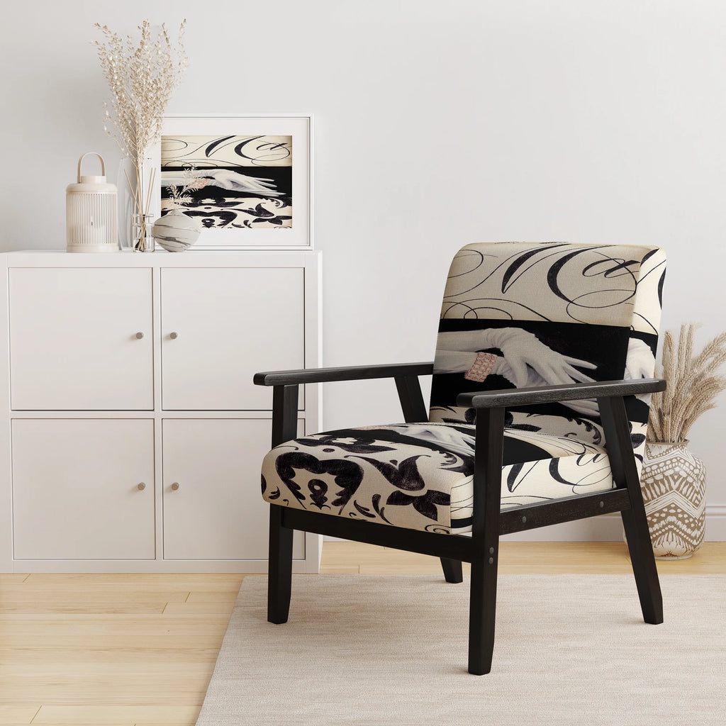 Black And White Upholstered Accent Chair V835