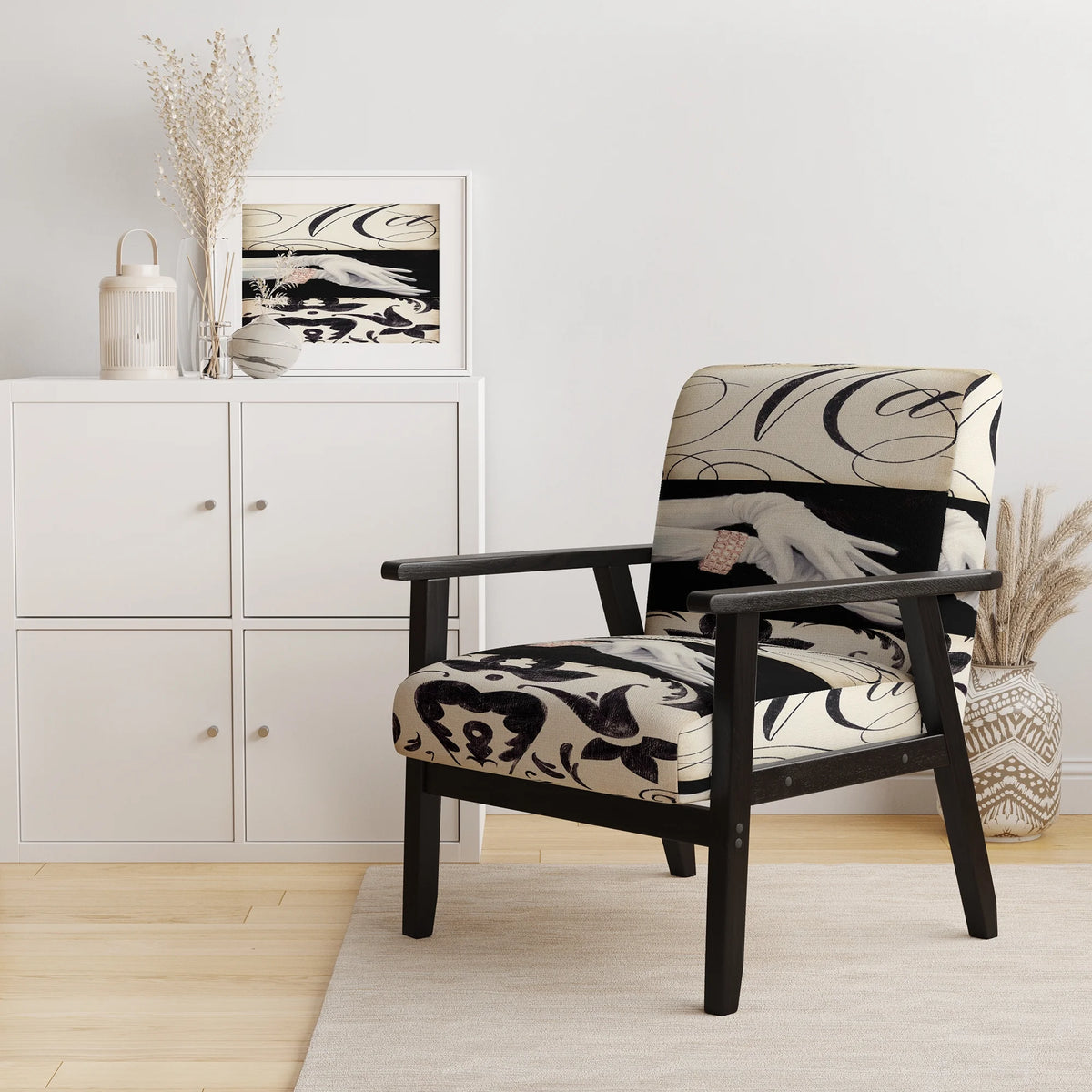 Black And White Upholstered Accent Chair V835