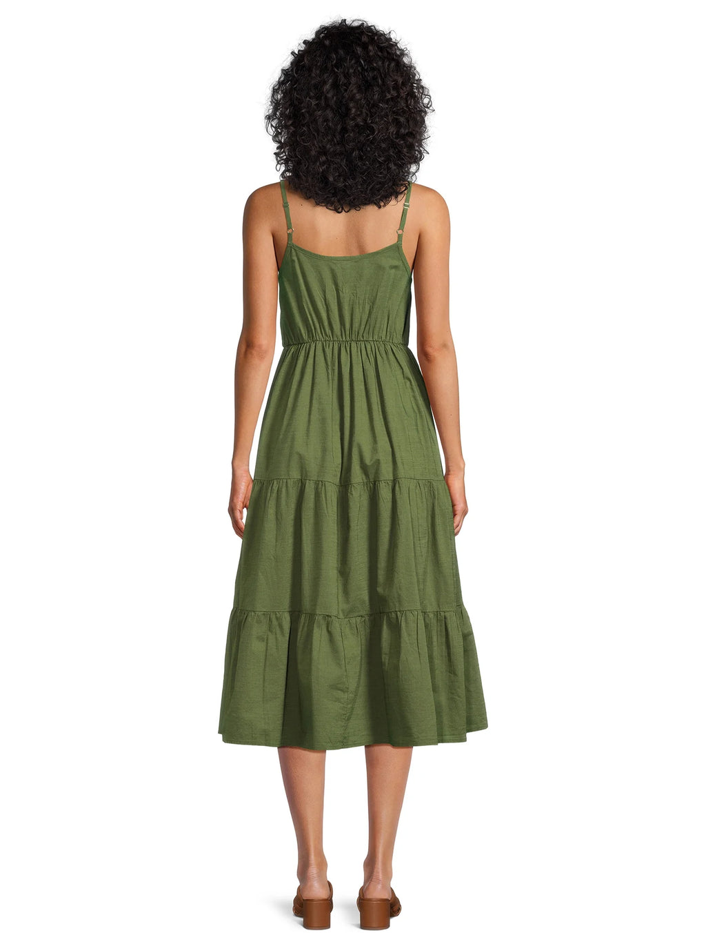 Sleeveless Tiered Dress with Spaghetti Straps Q992
