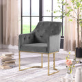 Glam Tufted Contemporary Accent Chair with Velvet Cushions Gray I188484
