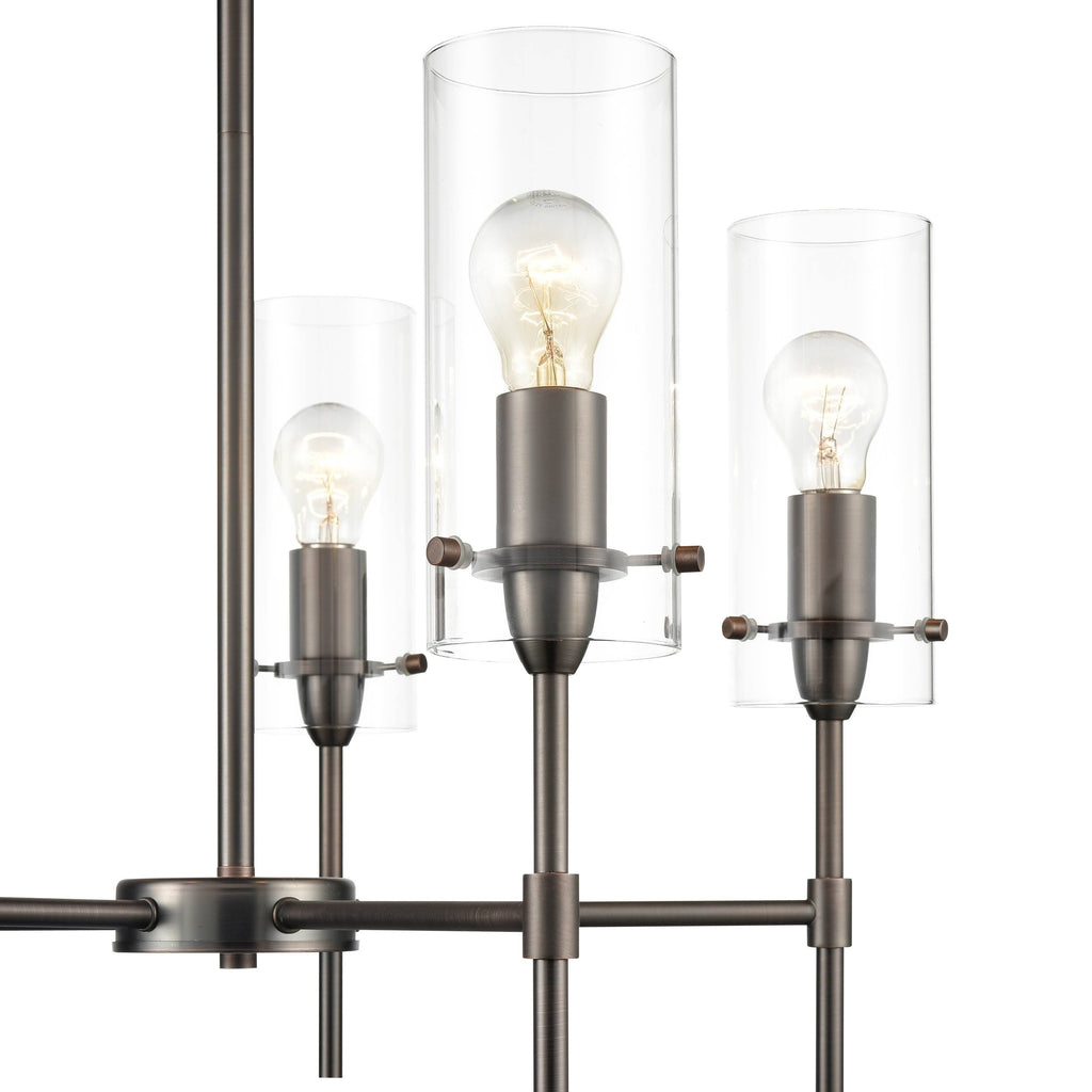 Satin Nickel 5-Light Chandelier Pendant with Clear Glass Shades A611138