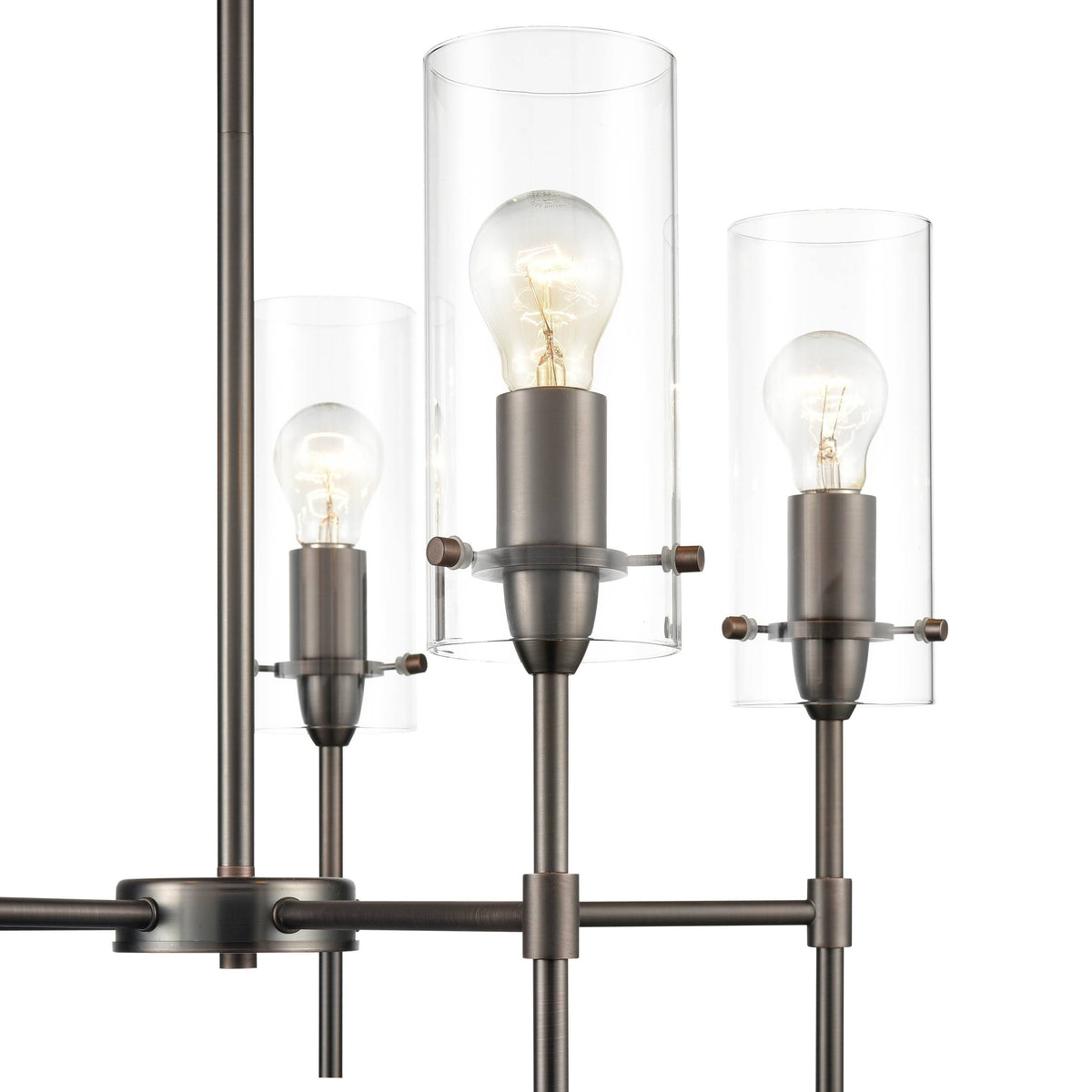 Satin Nickel 5-Light Chandelier Pendant with Clear Glass Shades A611138