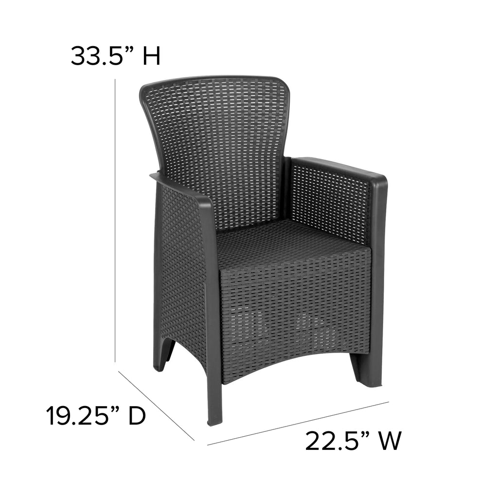 Faux Rattan Wicker Lounge Chairs and Side Table D40853