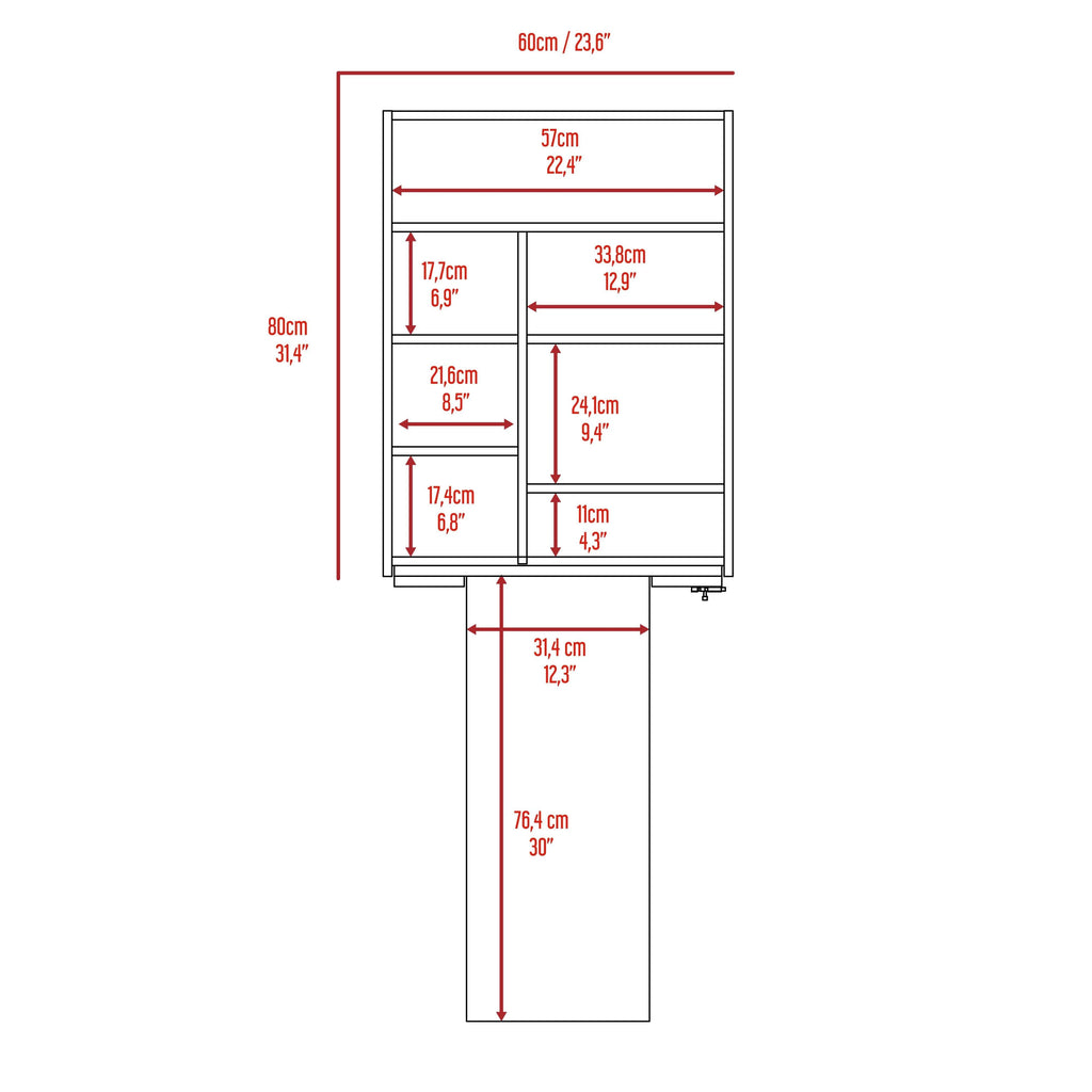 Foldable Table with Base and Shelves B453504
