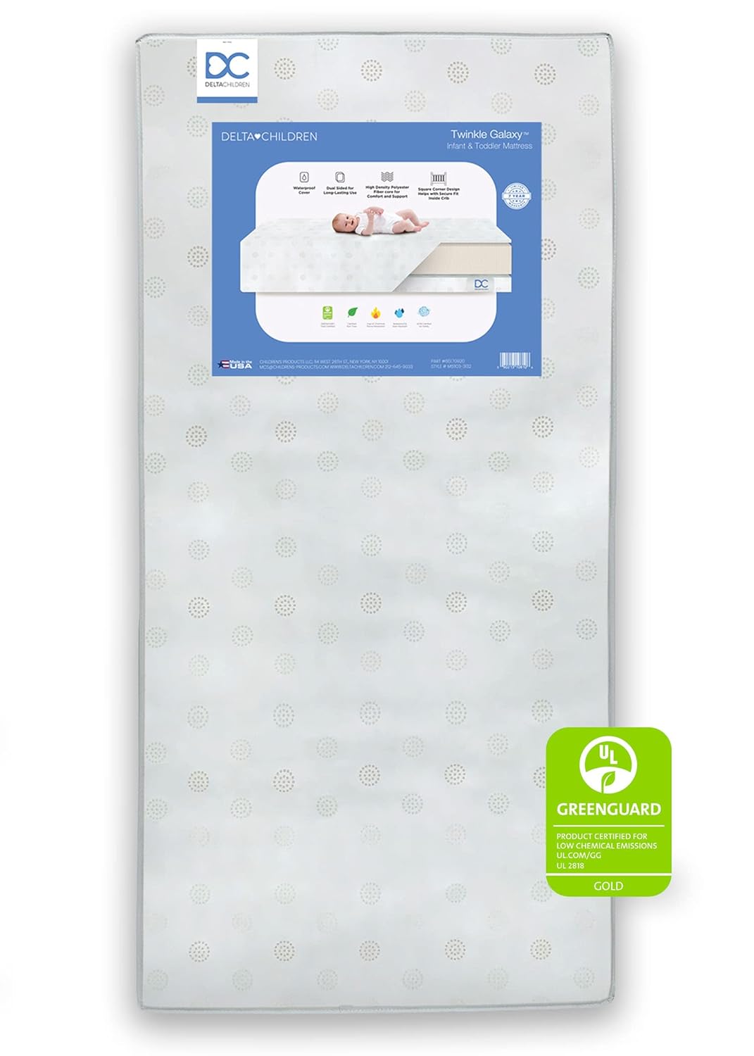 Baby Shark Plastic Toddler Bed and Twinkle Galaxy Dual Sided Crib and Toddler Mattress Bundle Y772779