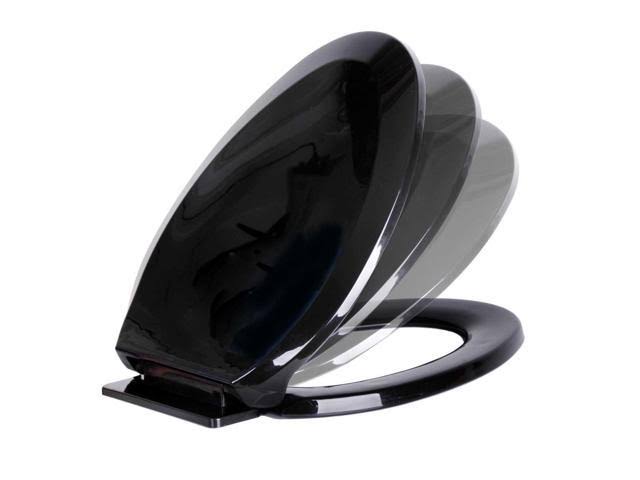 2 No Slam Easy Close Black Plastic Elongated Toilet Seat U8360