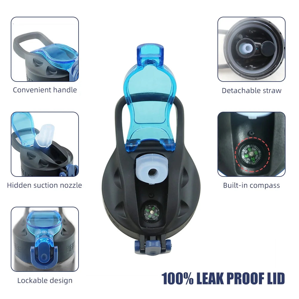 Black Tritan Water Bottle with Filter and Lockable Lid U954