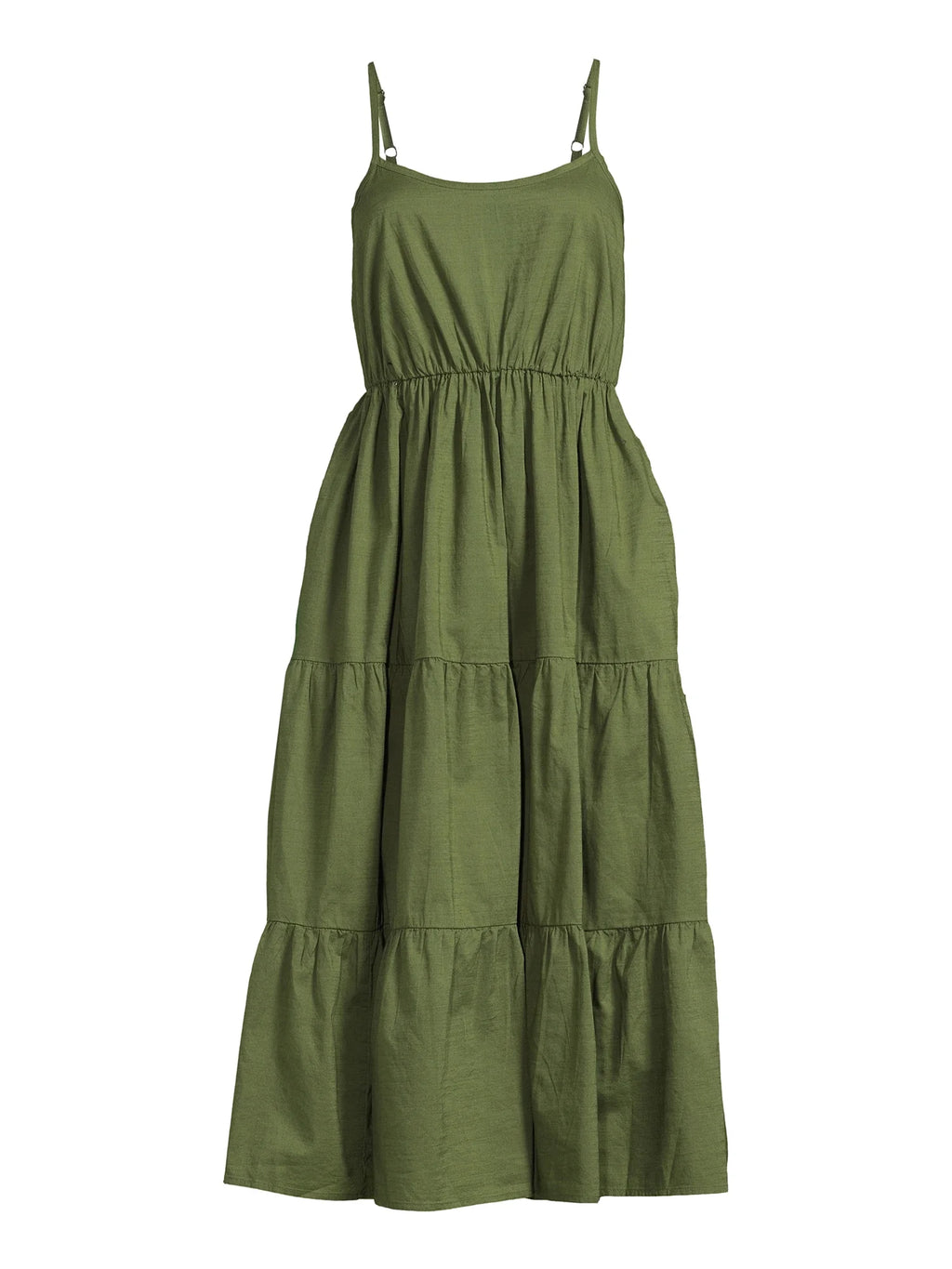 Sleeveless Tiered Dress with Spaghetti Straps Q992