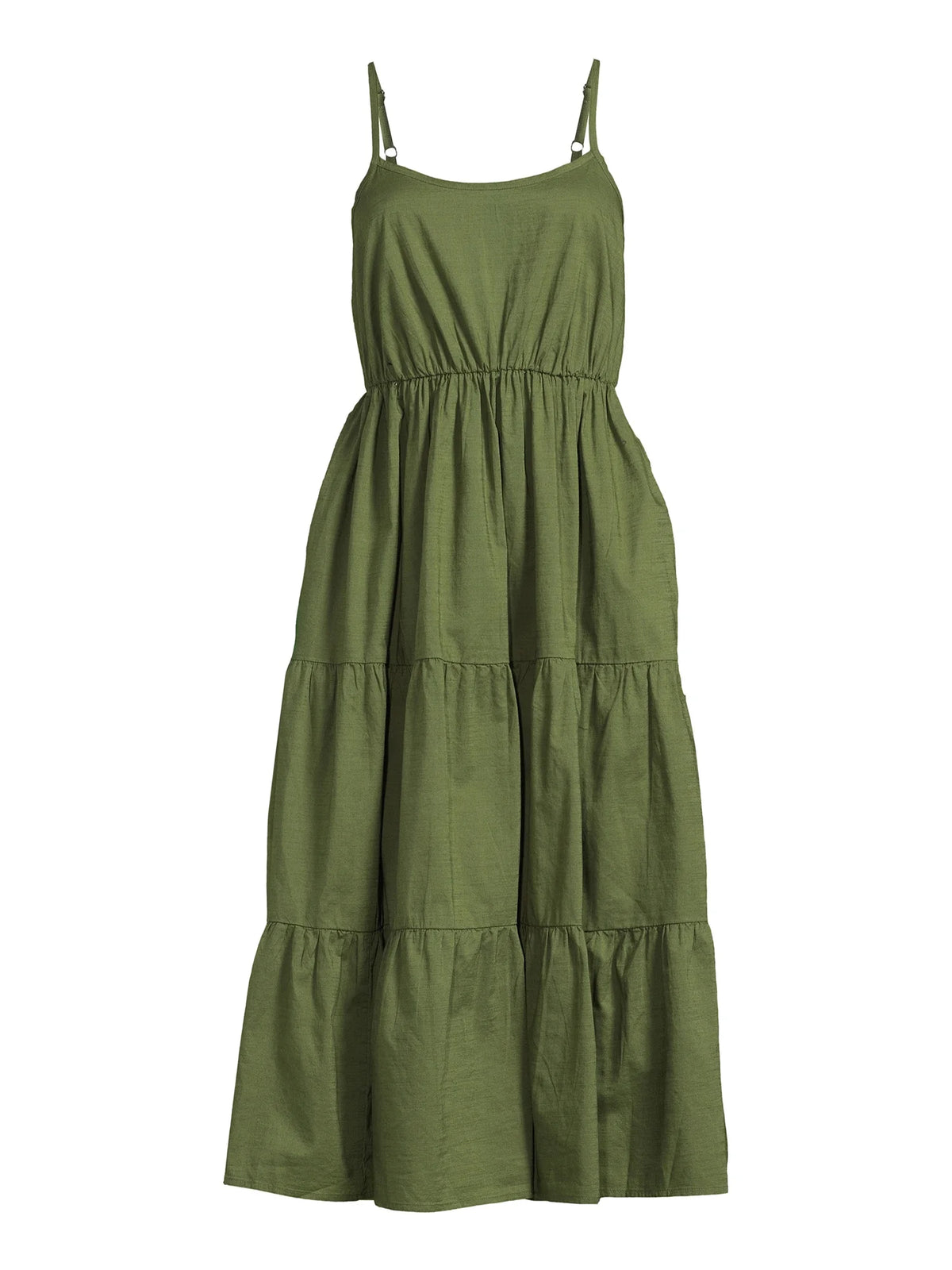 Sleeveless Tiered Dress with Spaghetti Straps Q992