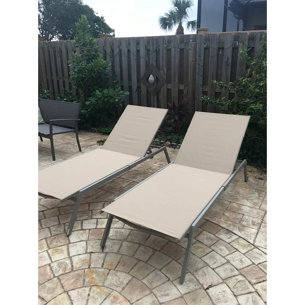 Tan 2 Pack Outdoor Chaise Lounge E720