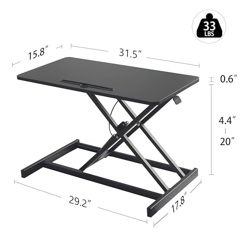 32" White Adjustable Standing Desk Converter with Keyboard Tray O510412