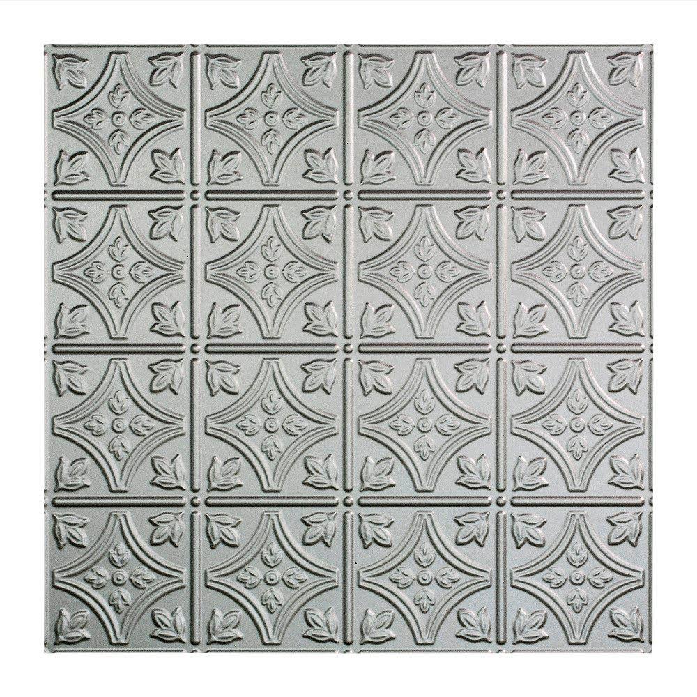 Argent Silver Decorative Vinyl Ceiling Tile 2ft x 2ft 5 Pack A378305