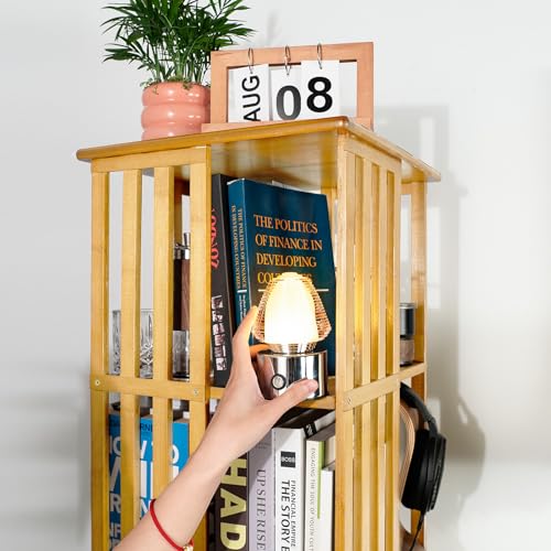 Walnut 6 Tier Bamboo Rotating Bookshelf I515