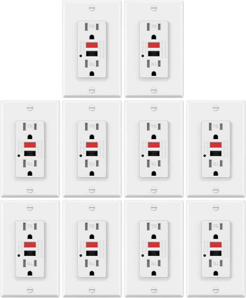 15A/125V Tamper Resistant GFCI Outlets with LED Indicator, White Z136