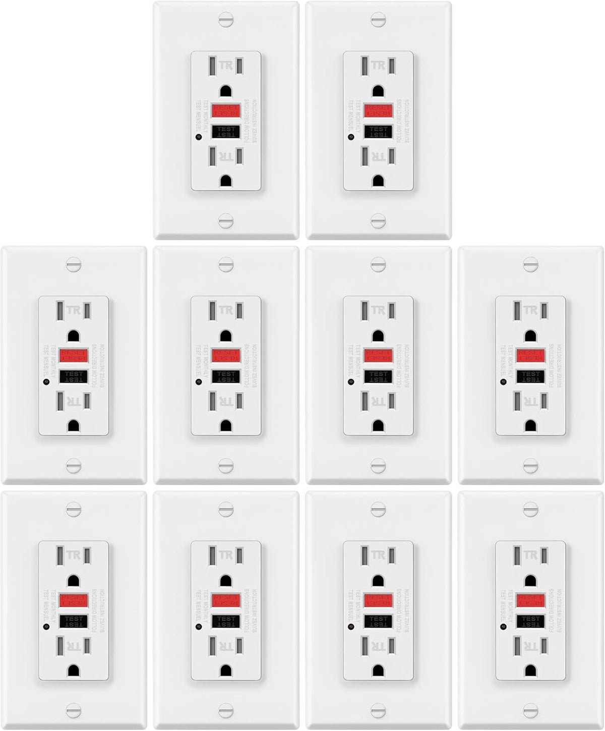15A/125V Tamper Resistant GFCI Outlets with LED Indicator, White Z136