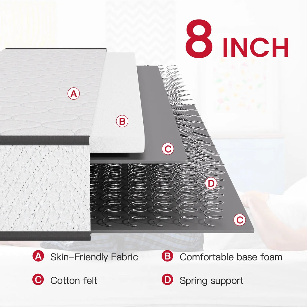 8 Inch Medium Firm Spring Full Size Mattress T70455