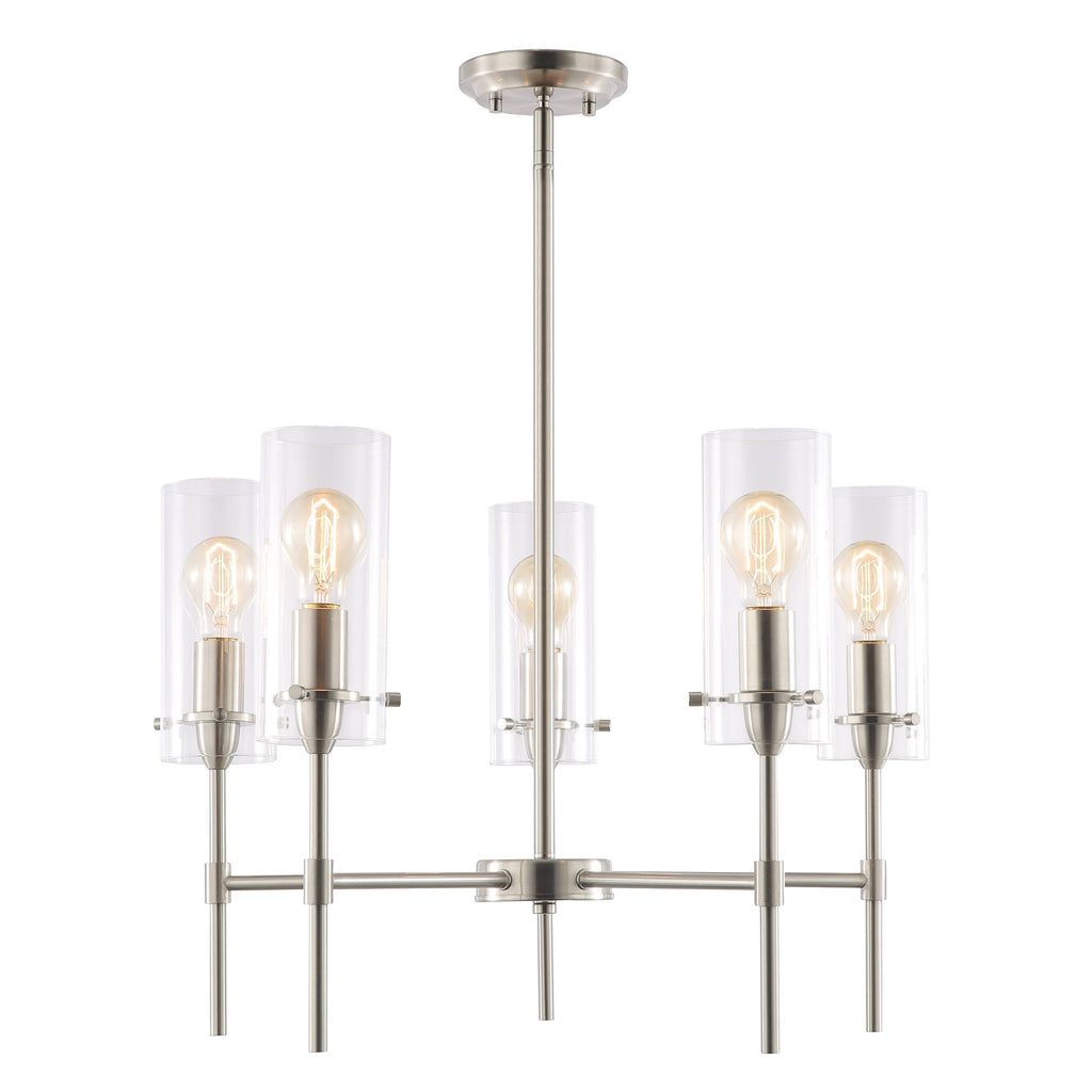 Satin Nickel 5-Light Chandelier Pendant with Clear Glass Shades A611138