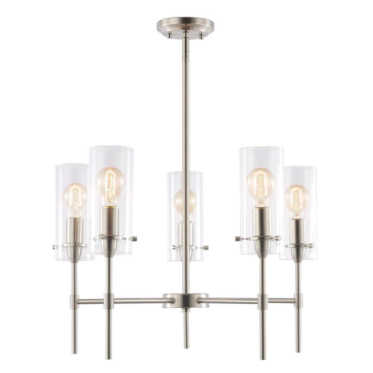 Satin Nickel 5-Light Chandelier Pendant with Clear Glass Shades A611138