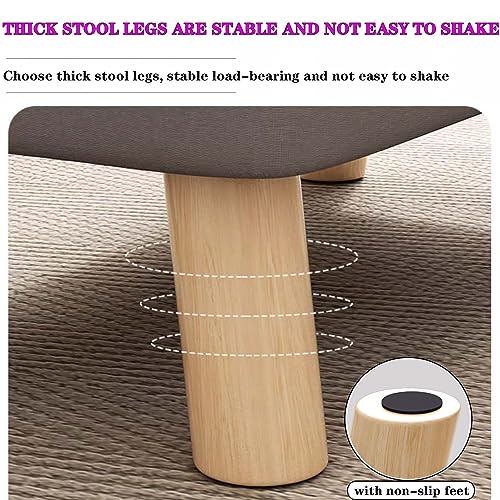 Rectangle Foot Stool with Padded Seat and Solid Wood Legs I621507