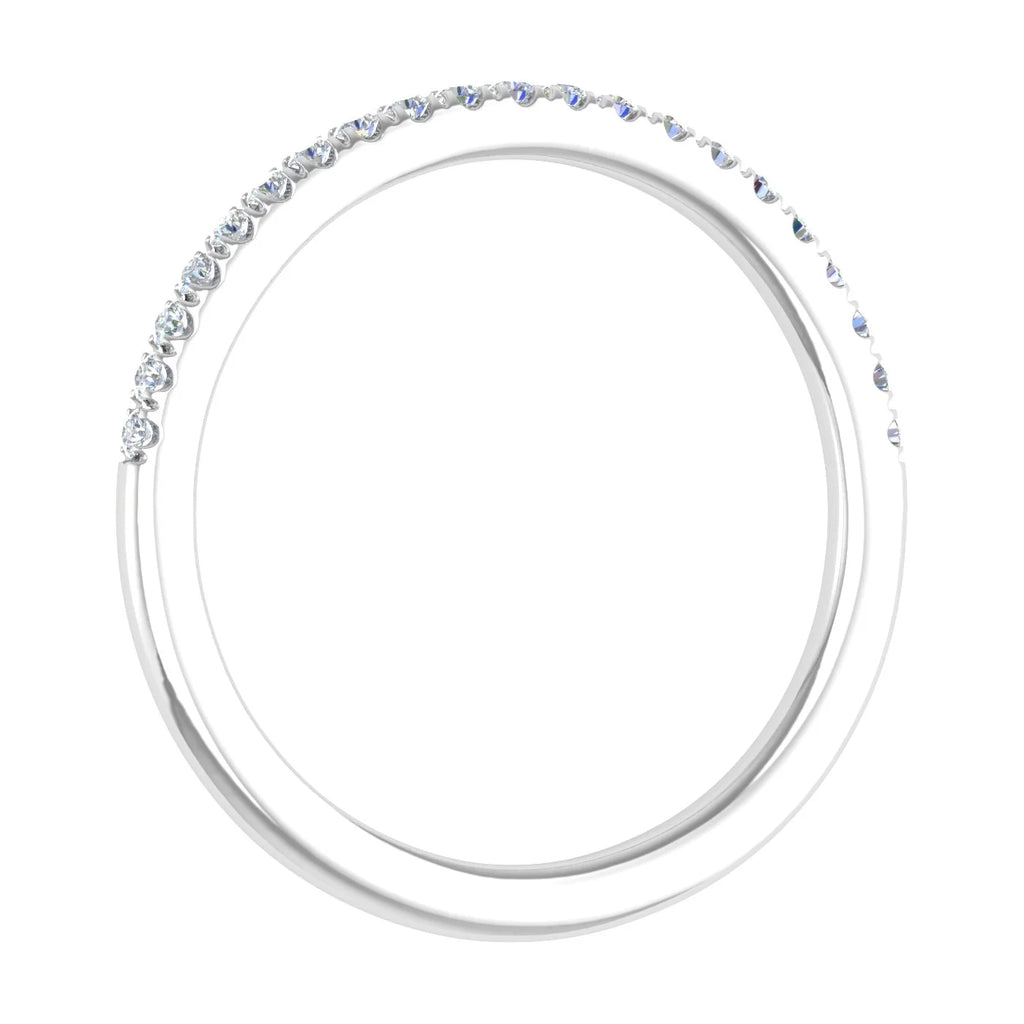 14K White Gold Half Eternity Diamond Wedding Band Ring N68799