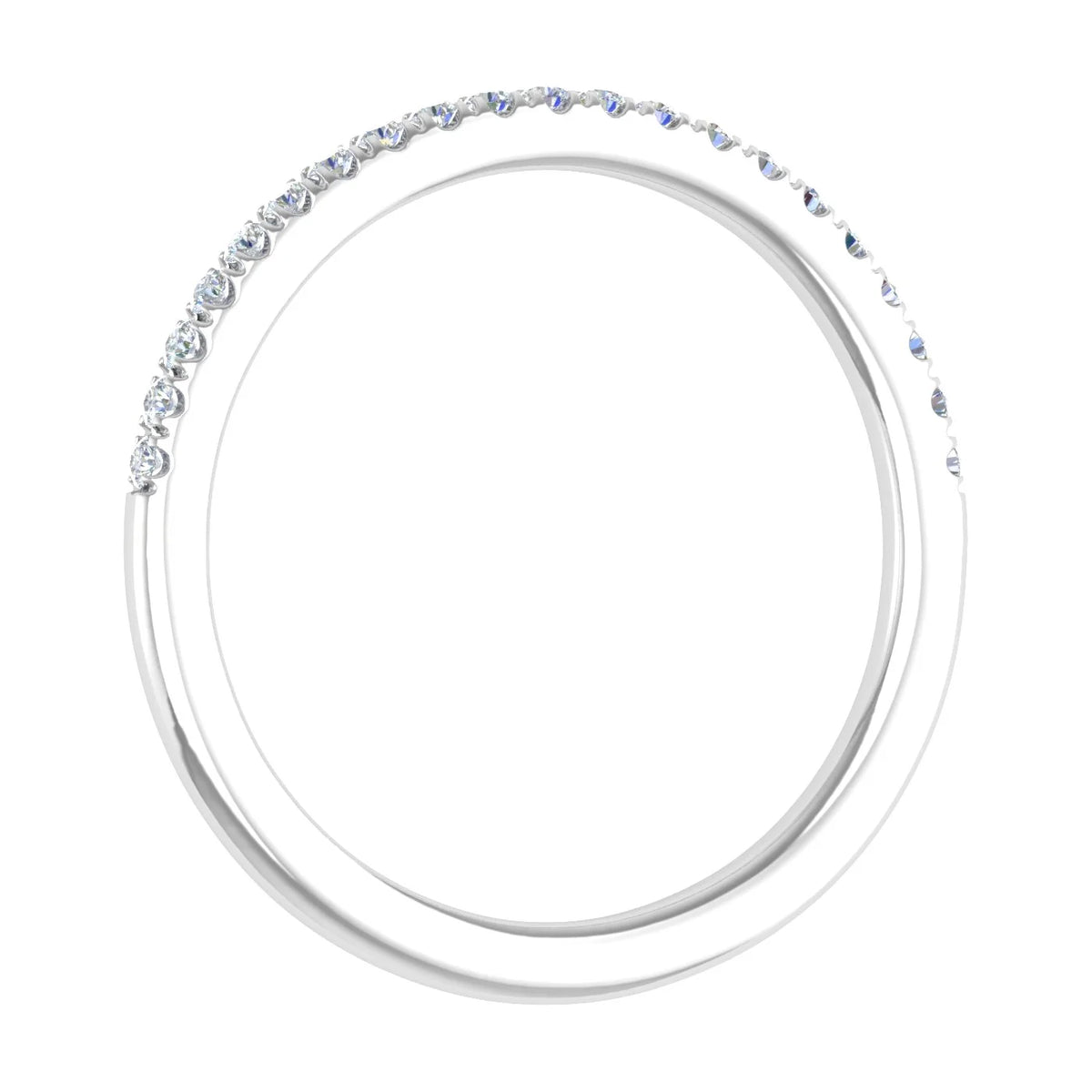 14K White Gold Half Eternity Diamond Wedding Band Ring N68799