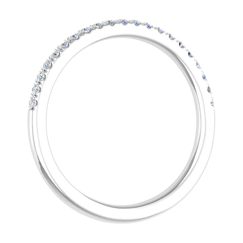 14K White Gold Half Eternity Diamond Wedding Band Ring N68799