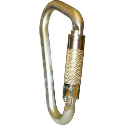 Large Iron Steel Carabiner Screw Locking Gold U5454