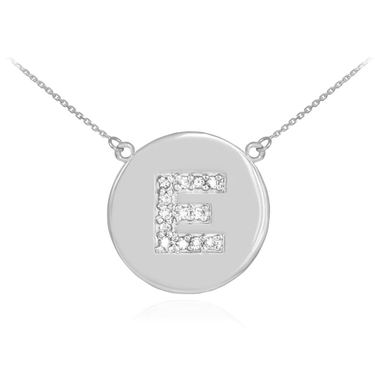 14K White Gold Diamond Disc Necklace 16" F1272
