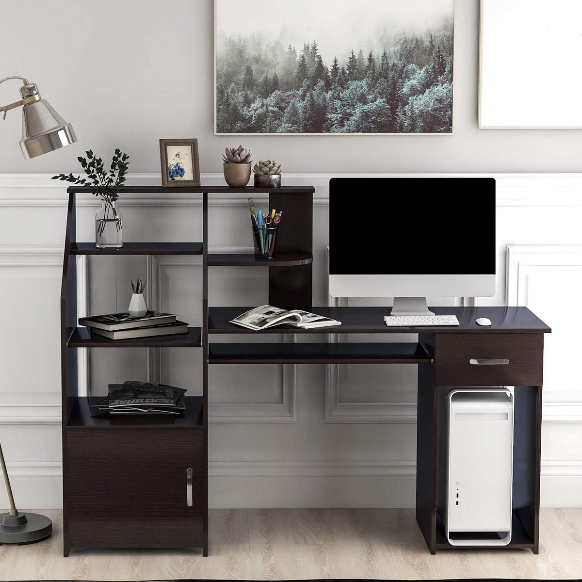 Computer Desk with Cabinet and Keyboard Tray X8992