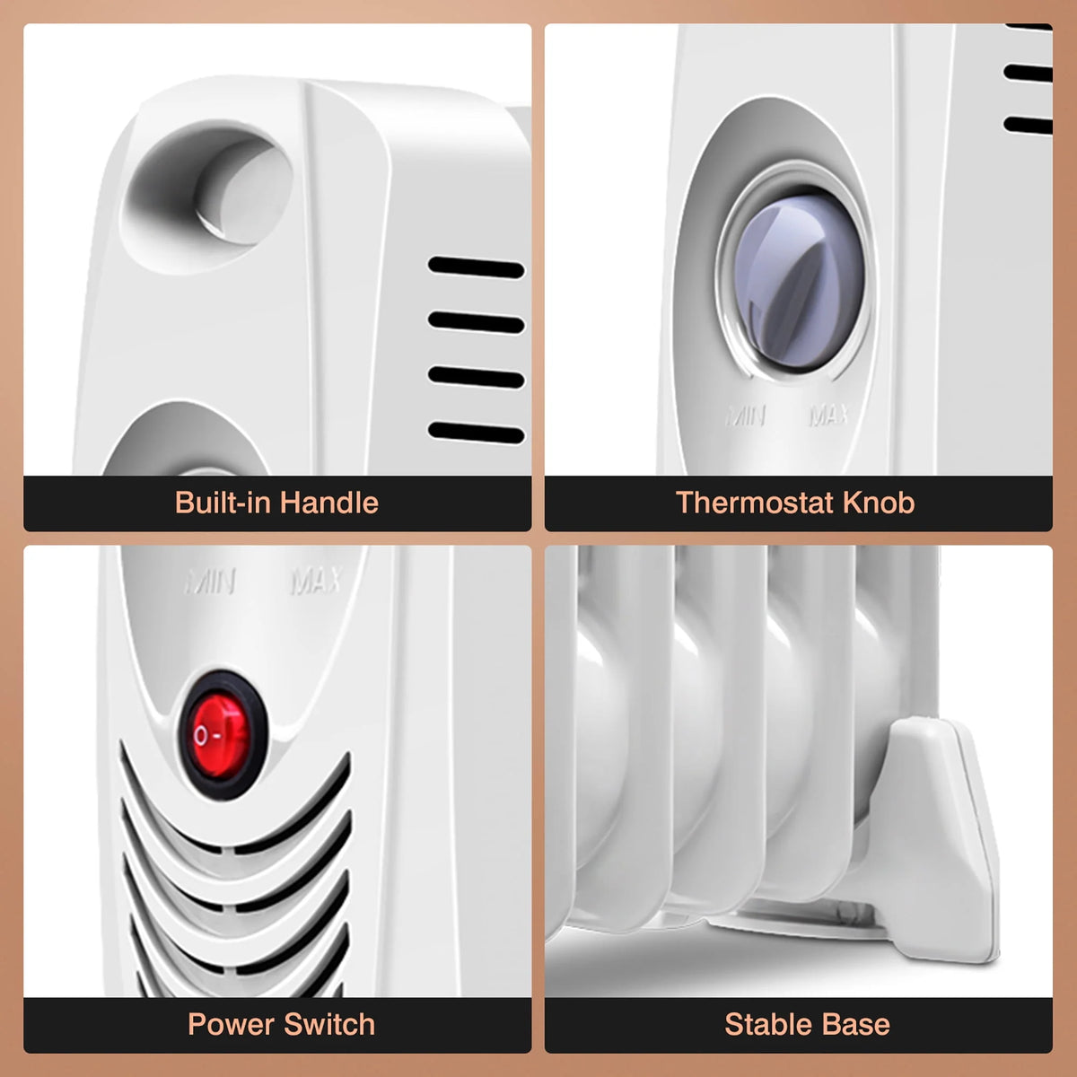 Portable Mini Electric Oil Filled Radiator Heater 7-Fin P539