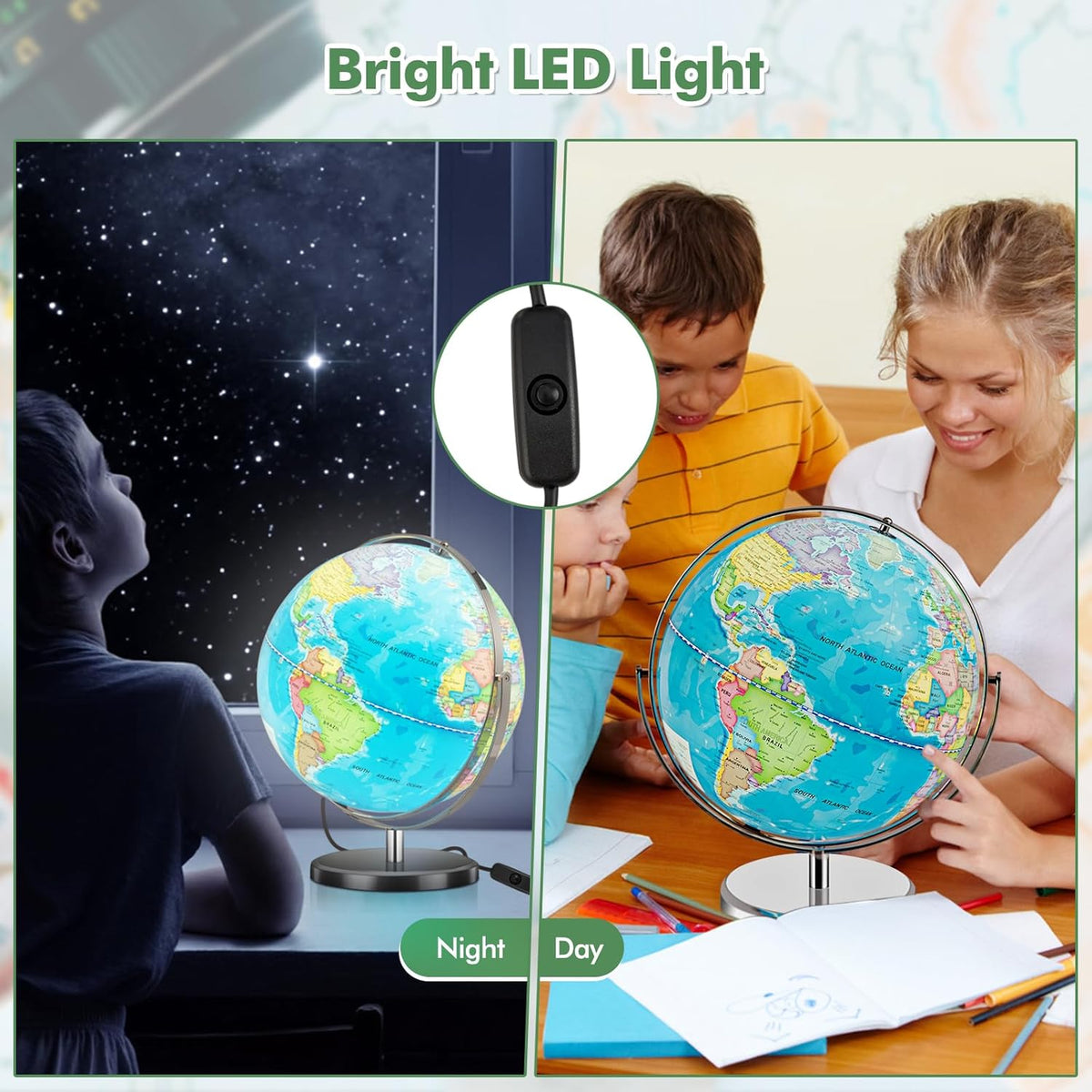13” Desktop Geographic Globe with LED Light G6319