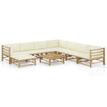 9 Piece Outdoor Sectional Sofa Set with Table Stool Bamboo F60351