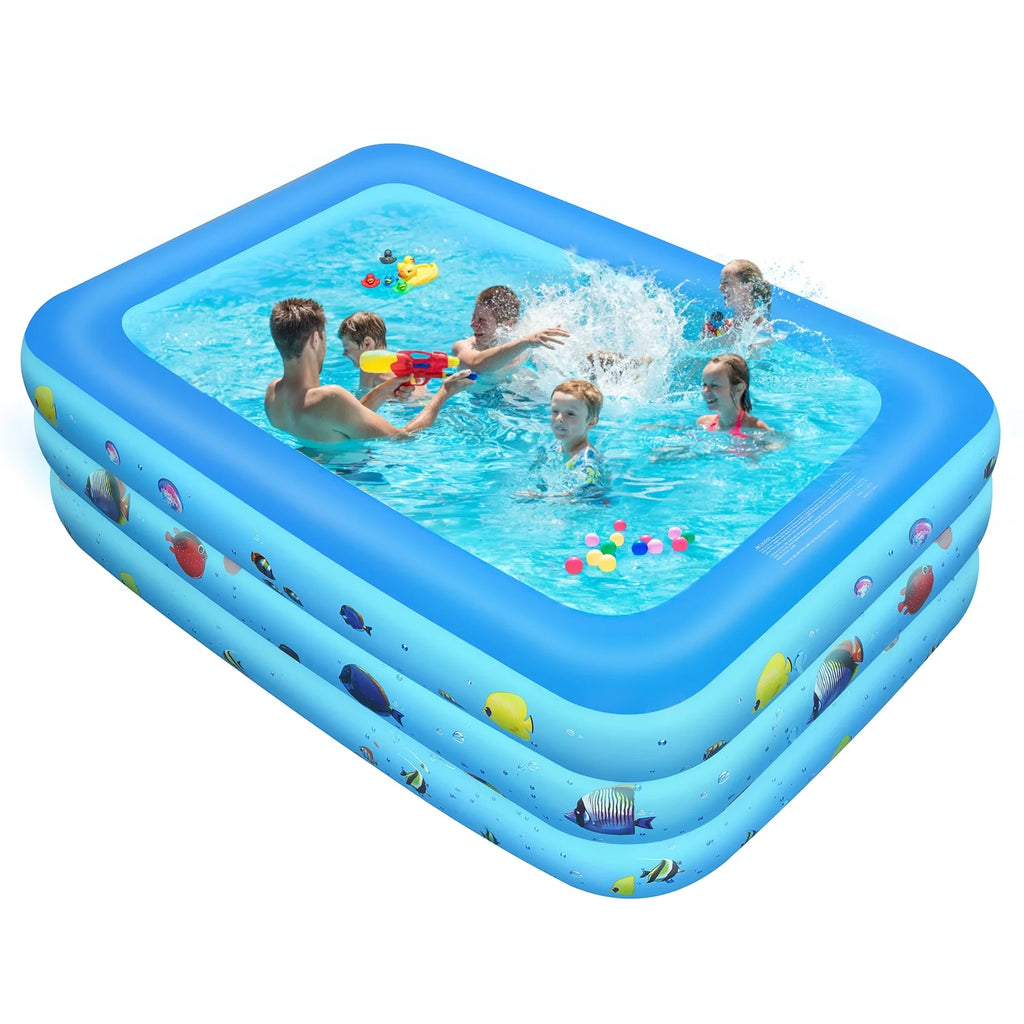 Inflatable Pool, Thickened Kiddie Pool, BPA-Free, 6.9 x 5 x 1.8 ft, Blue D787