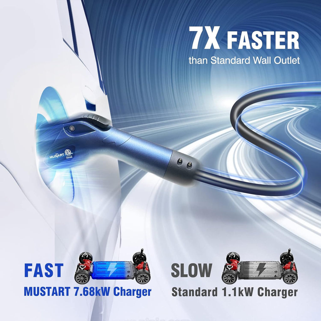 Portable EV Charger with 25ft Cable, 32 Amp Adjustable, NEMA 14-50P P597