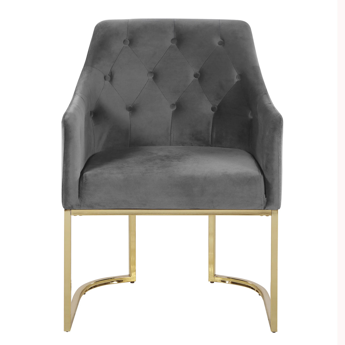 Glam Tufted Contemporary Accent Chair with Velvet Cushions Gray I188484