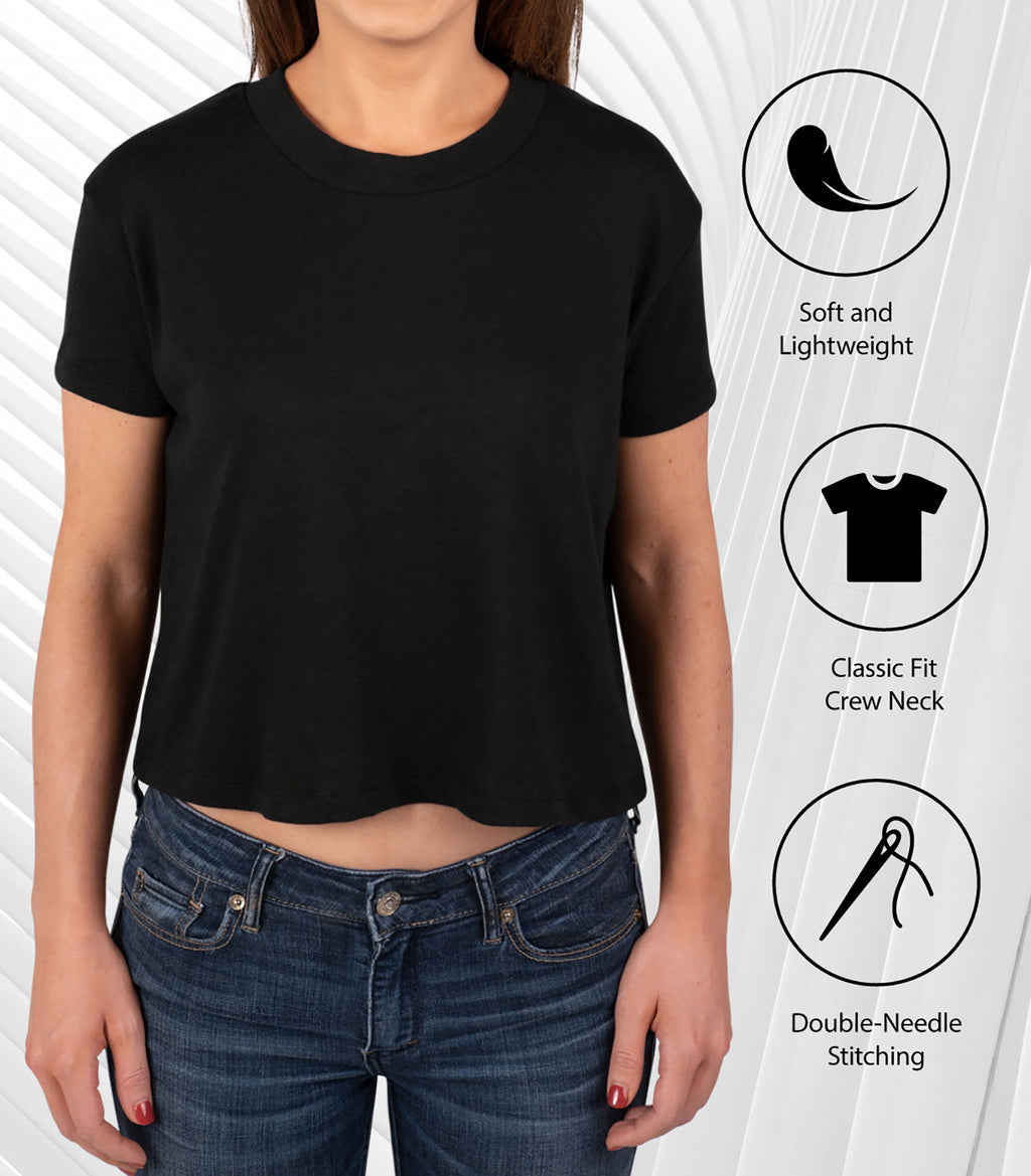 Juniors Cropped Cotton Blend T-Shirt F788