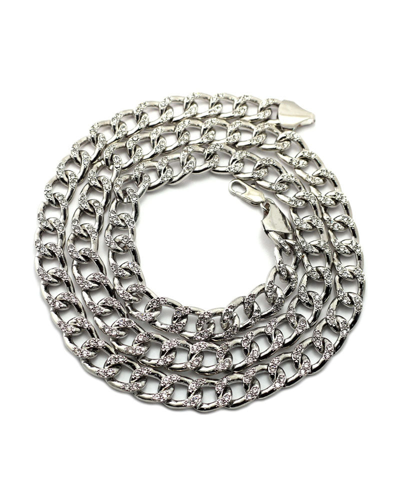 Silver-Tone Plated Curb Links Chain Necklace 30'' Y562