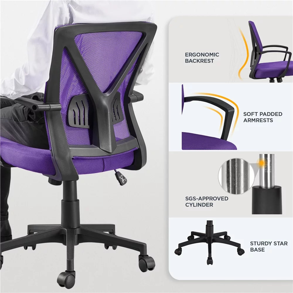 Purple Adjustable Mesh Mid Back Office Chair Set of 2 D637681