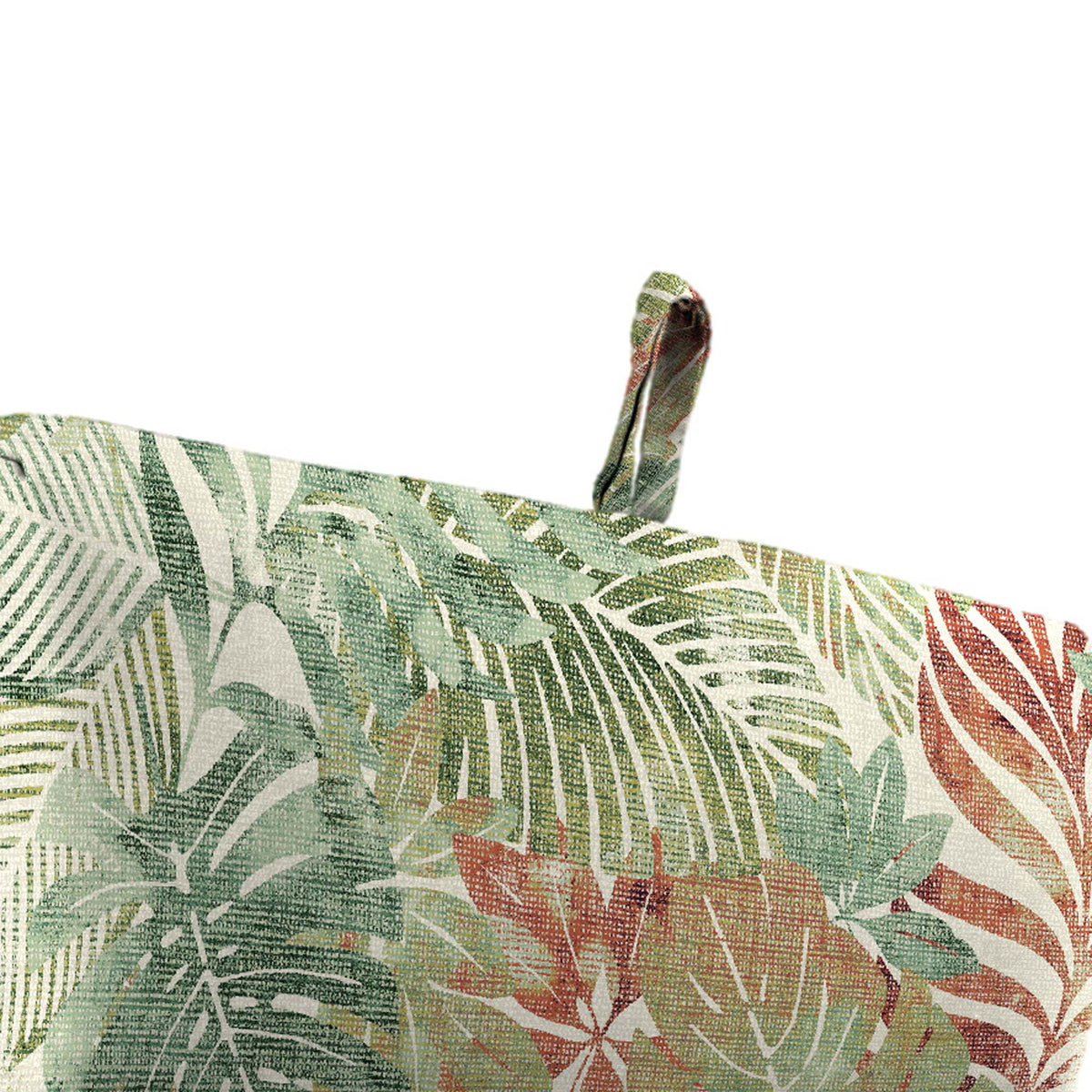 Almond Green Leaves Rectangular Outdoor Chaise Lounge Cushion with Ties Z594