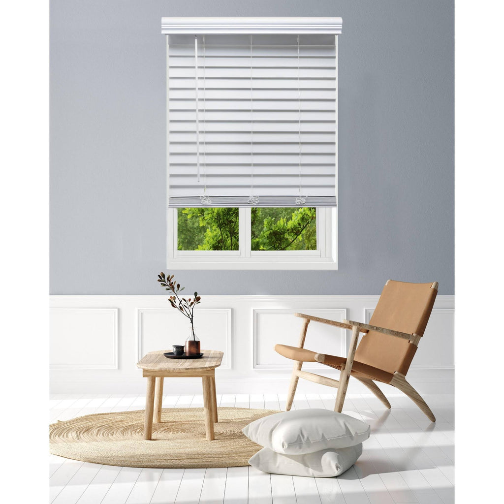White Cordless Faux Wood Blind T1770