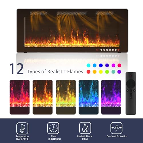 Black 70 Inch Electric Fireplace TV Stand V1982