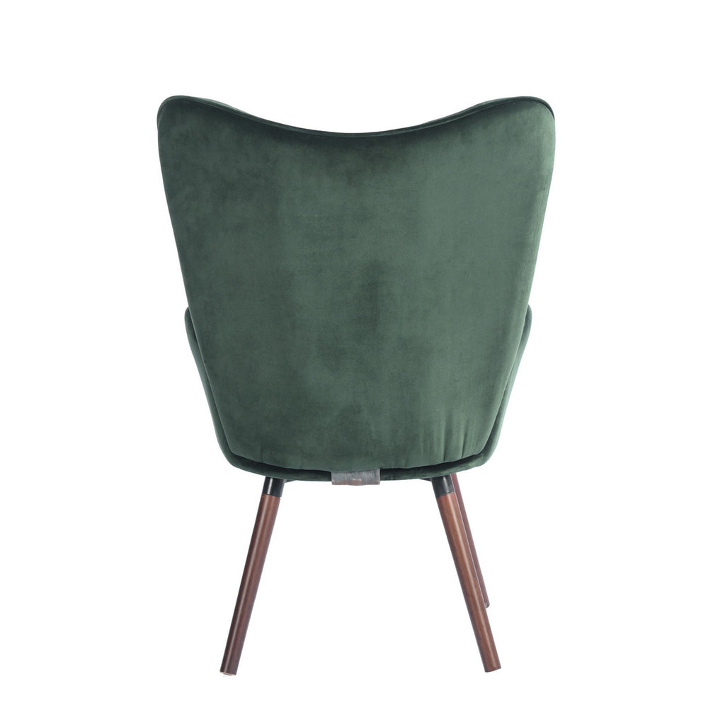 Green Velvet Wingback Accent Chair with Tufted Backrest I373